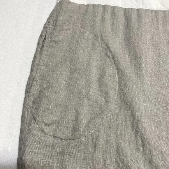 Magic Linen Women's Adria Color Block Linen 3/4 Sleeve Dress Size M White Gray - Picture 5 of 9